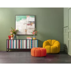 Sitzbänke-KARE Design Hocker Peppo Lounge Orange O80Cm