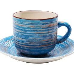 Geschirr & Tischaccessoires-KARE Design Kaffeetasse Swirl Blau (2/Set)