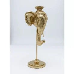 Kerzenständer & Laternen-KARE Design Kerzenständer Elephant Head Gold 49Cm