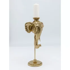Kerzenständer & Laternen-KARE Design Kerzenständer Elephant Head Gold 49Cm