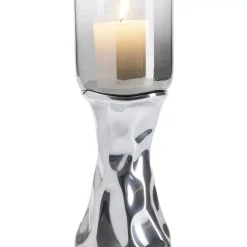 Kerzenständer & Laternen-KARE Design Kerzenständer Jade Silber 33Cm