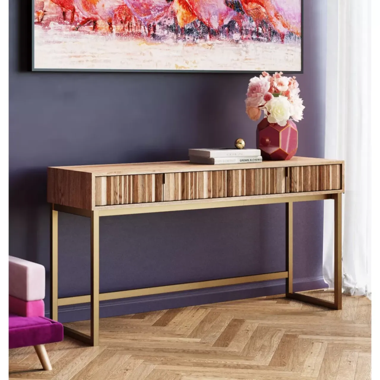 Kommoden & Sideboards-KARE Design Konsole Concertina Natur 136X40Cm