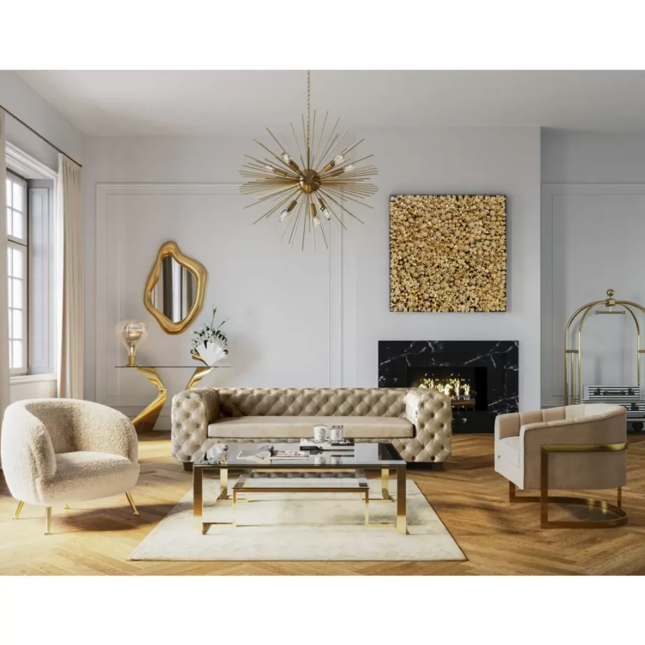 Kommoden & Sideboards-KARE Design Konsole Gloria Gold