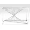 Kommoden & Sideboards-KARE Design Konsole Laser Silber Klarglas 120X40