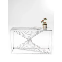 Kommoden & Sideboards-KARE Design Konsole Laser Silber Klarglas 120X40
