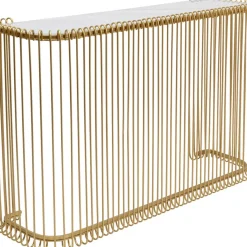 Kommoden & Sideboards-KARE Design Konsole Wire Glas Marble Gold 142X89Cm