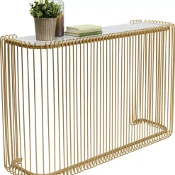 Kommoden & Sideboards-KARE Design Konsole Wire Glas Marble Gold 142X89Cm