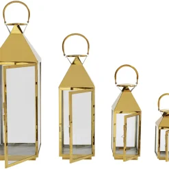 Kerzenständer & Laternen-KARE Design Laterne Giardino Gold (4/Set)