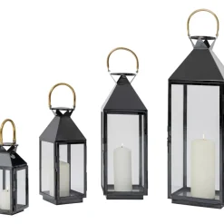 Kerzenständer & Laternen-KARE Design Laterne Giardino Schwarz Gold (4/Set)