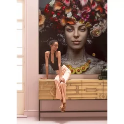Bilder-KARE Design Leinwandbild Flower Art Lady 200X200Cm
