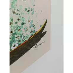 Bilder-KARE Design Leinwandbild Flower Boat Beige Grun 120X160Cm