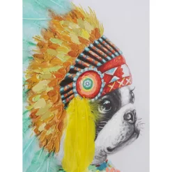 Bilder-KARE Design Leinwandbild Headdress Dog 80X80Cm