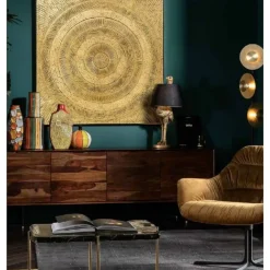 Bilder-KARE Design Objektbild Art Circle Gold 120X120Cm