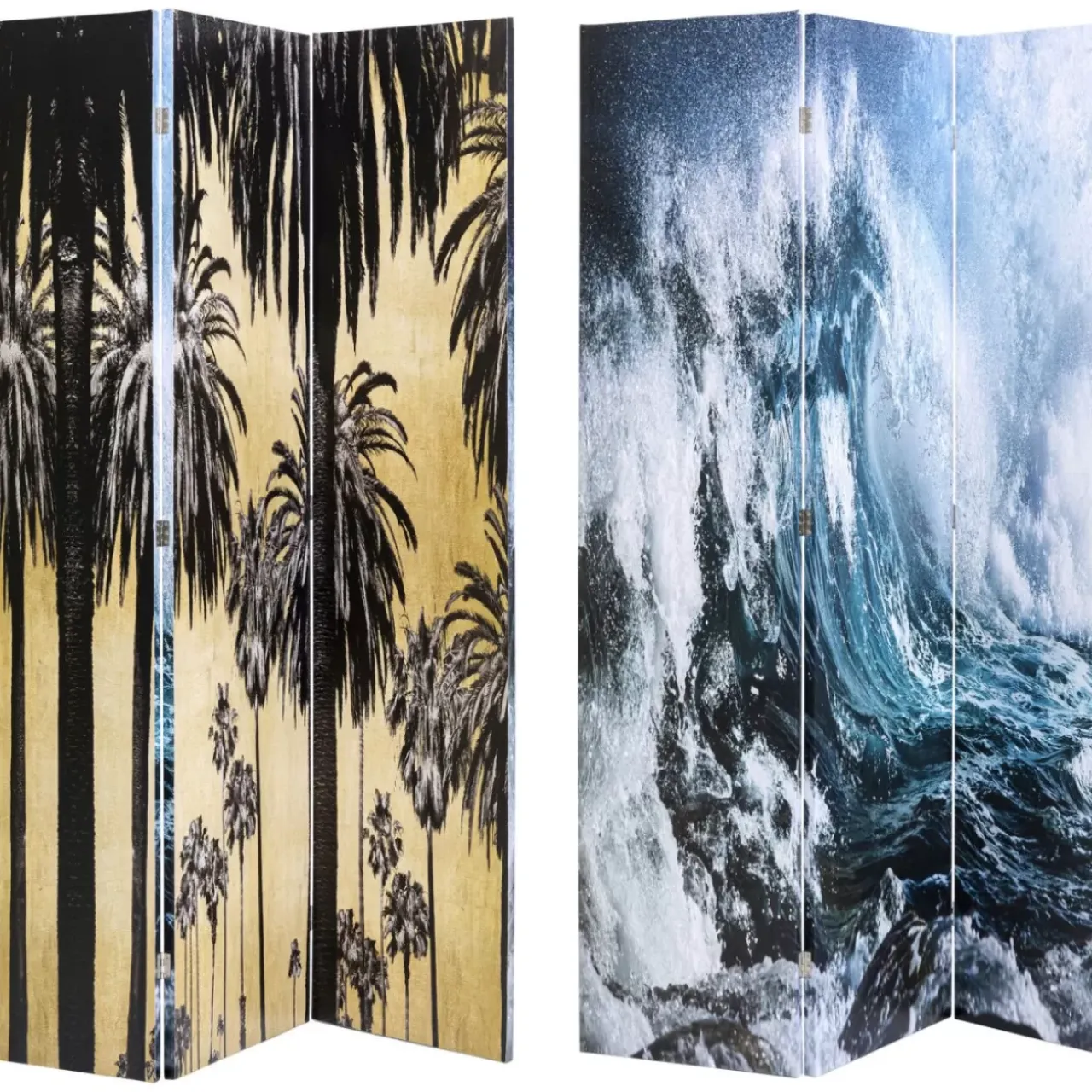 Paravents-KARE Design Paravent Triptychon Wave Vs Palms 120X180Cm