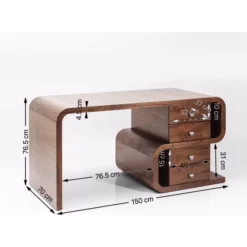 Tische-KARE Design Schreibtisch Soft Snake Walnut 150X70Cm