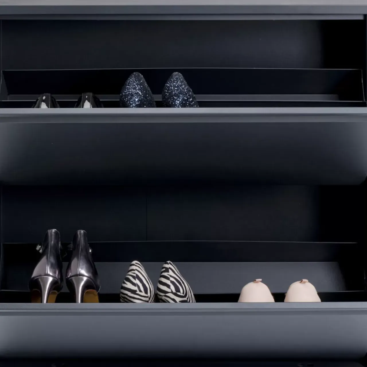 Kleinmöbel & Sonstiges-KARE Design Schuhkipper Caruso 2-Er Doppel Anthrazit