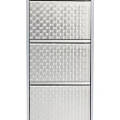 Kleinmöbel & Sonstiges-KARE Design Schuhkipper Caruso 3-Er Silber/Geflext (Mo)