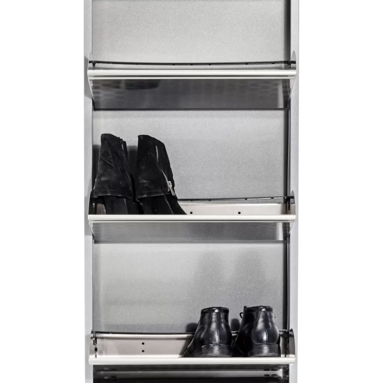 Kleinmöbel & Sonstiges-KARE Design Schuhkipper Caruso 3-Er Silber/Geflext (Mo)