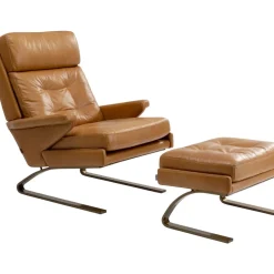 Sessel-KARE Design Sessel Mit Hocker Breno Braun