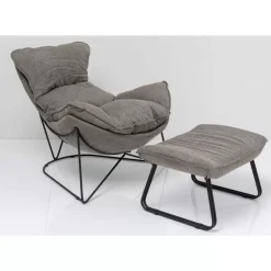 Sessel-KARE Design Sessel Mit Hocker Snuggle Grau (2/Tlg)