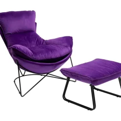 Sessel-KARE Design Sessel Mit Hocker Snuggle Lila (2/Tlg)