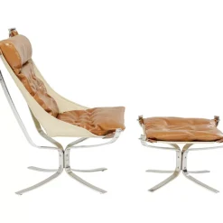 Sessel-KARE Design Sessel Mit Hocker Washington Braun