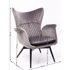 Sessel-KARE Design Sessel Tudor Velvet Silbergrau