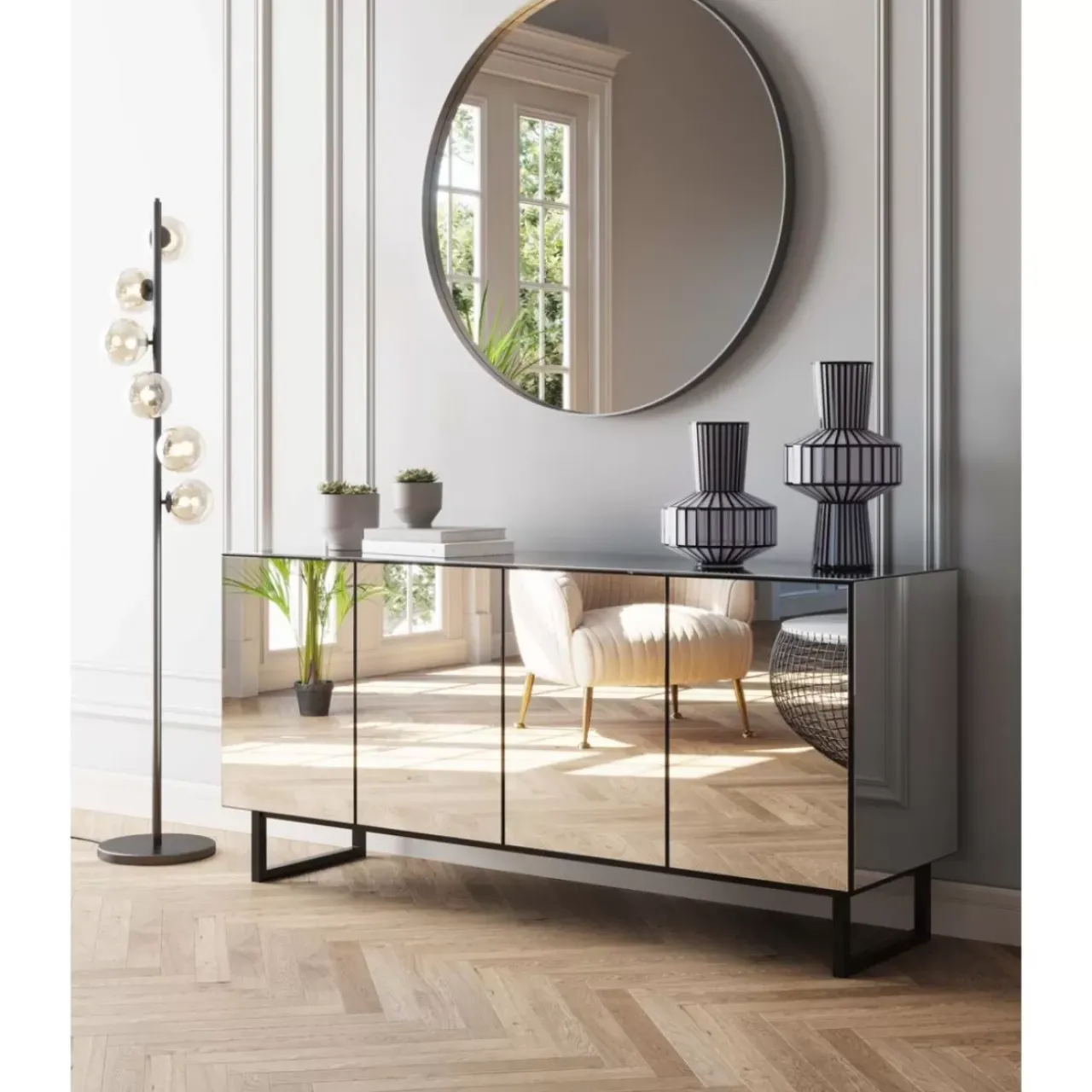 Kommoden & Sideboards-KARE Design Sideboard Soran Schwarz 160X45Cm