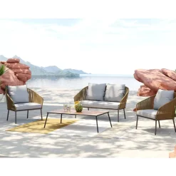 Outdoormöbel-KARE Design Sitzgruppe Elba Quattro Natur (4/Tlg.)