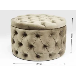 Sitzbänke-KARE Design Sitztruhe Desire Rund Silbergrau