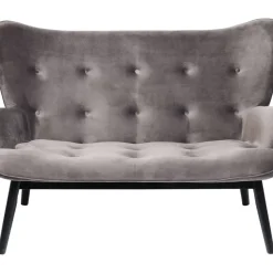 Sofas & Couches-KARE Design Sofa Black Vicky 2-Sitzer Velvet Grau