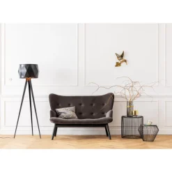 Sofas & Couches-KARE Design Sofa Black Vicky 2-Sitzer Velvet Grau