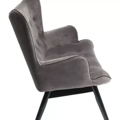 Sofas & Couches-KARE Design Sofa Black Vicky 2-Sitzer Velvet Grau