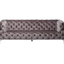 Sofas & Couches-KARE Design Sofa Look 3-Sitzer Velvet Grau