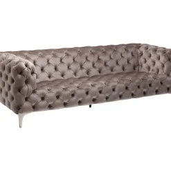 Sofas & Couches-KARE Design Sofa Look 3-Sitzer Velvet Grau