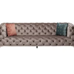 Sofas & Couches-KARE Design Sofa Look 3-Sitzer Velvet Grau