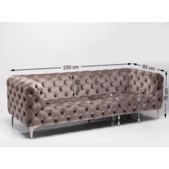 Sofas & Couches-KARE Design Sofa Look 3-Sitzer Velvet Grau