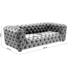 Sofas & Couches-KARE Design Sofa Metropol 3-Sitzer Grau 238Cm