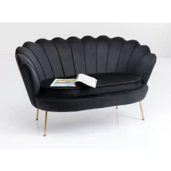 Sofas & Couches-KARE Design Sofa Water Lily 2-Sitzer Schwarz 132Cm