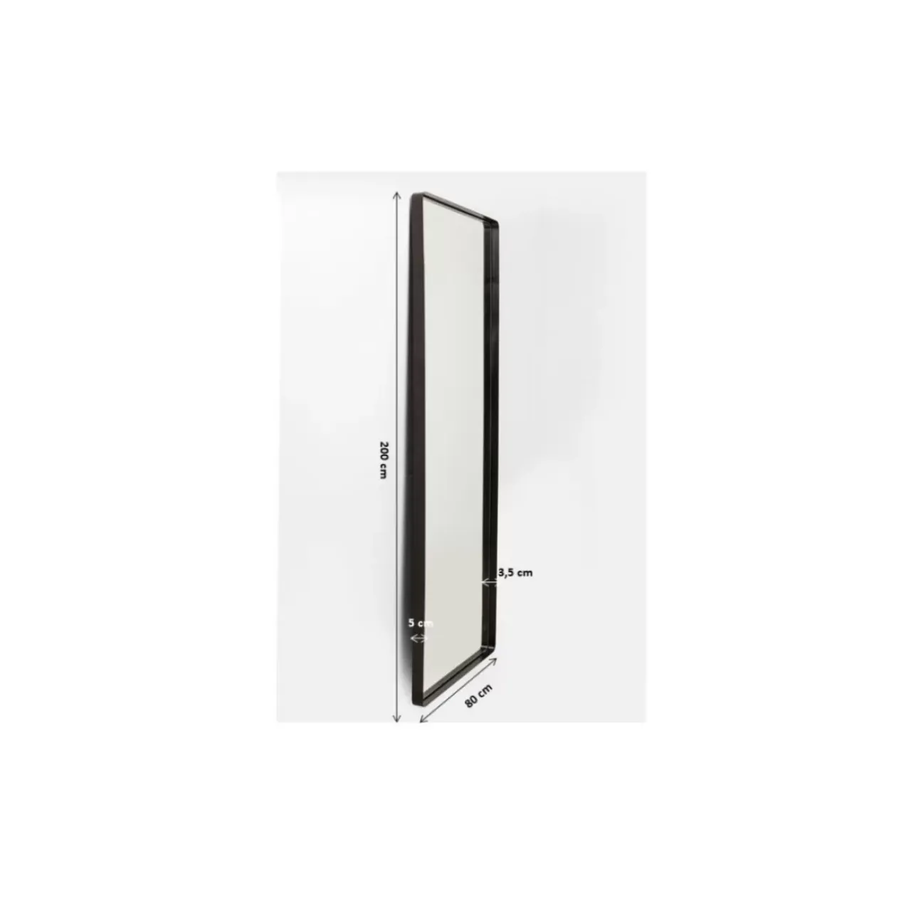 Spiegel-KARE Design Spiegel Ombra Mo Soft Schwarz 80X200Cm