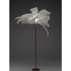 Steh & Bodenleuchten-KARE Design Stehleuchte Feather Palm Weis 165Cm