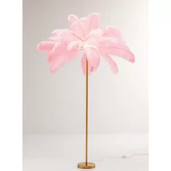 Steh & Bodenleuchten-KARE Design Stehleuchte Feather Palm Pink 165Cm
