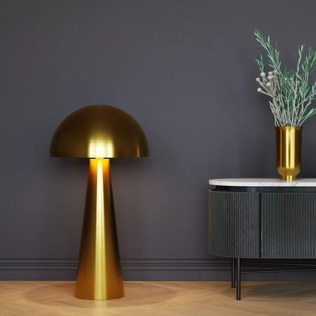 Steh & Bodenleuchten-KARE Design Stehleuchte Loungy Gold 95Cm