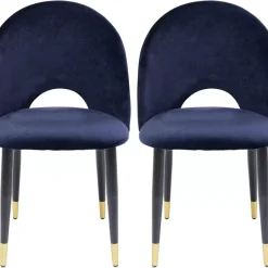Stühle-KARE Design Stuhl Iris Velvet Blau (2/Set)