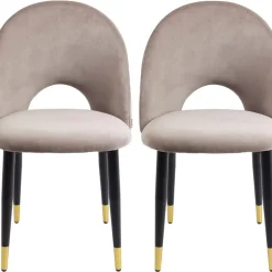 Stühle-KARE Design Stuhl Iris Velvet Taupe (2/Set)