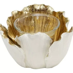 Deko & Geschenkartikel-KARE Design Teelichthalter Flower Bloom Creme Gold O10