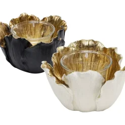 Deko & Geschenkartikel-KARE Design Teelichthalter Flower Bloom Creme Gold O10