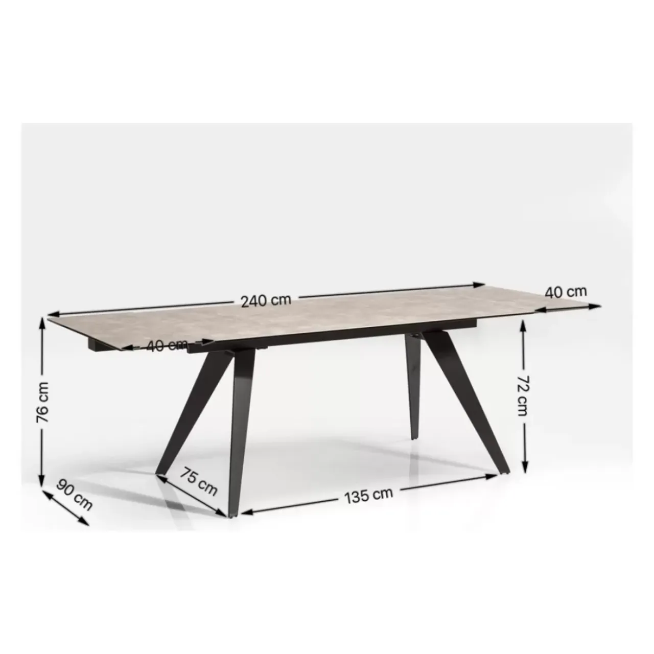 Tische-KARE Design Tisch Amsterdam Marble 160(40+40)X90
