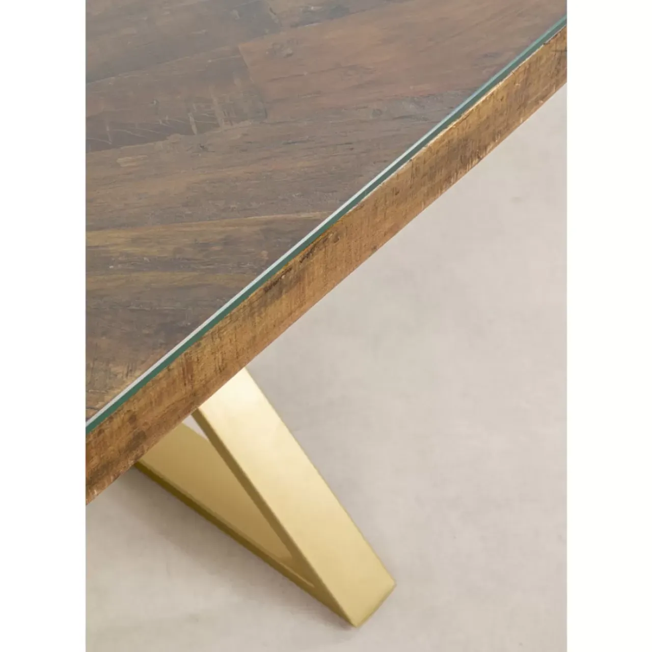 Tische-KARE Design Tisch Conley Cross Brass 180X90Cm