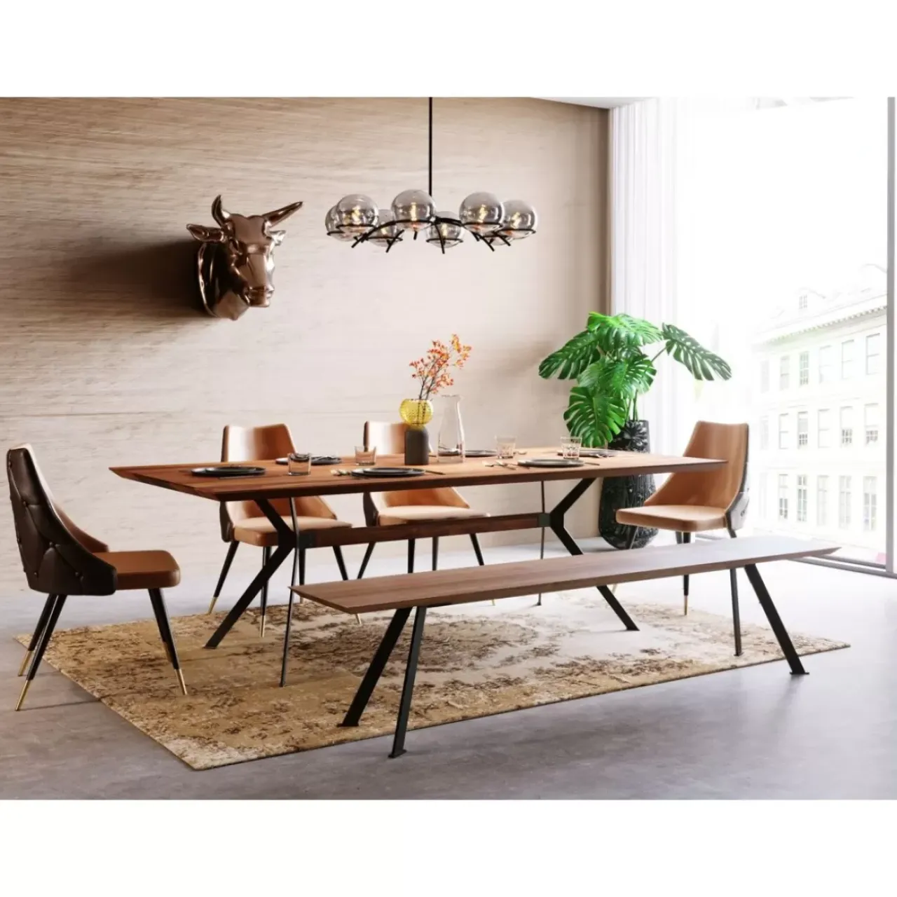 Tische-KARE Design Tisch Downtown Walnuss 220X100Cm